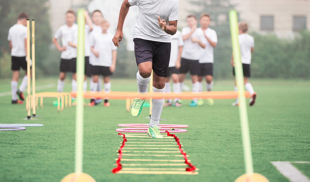 Wide shot of an athlete doing training.