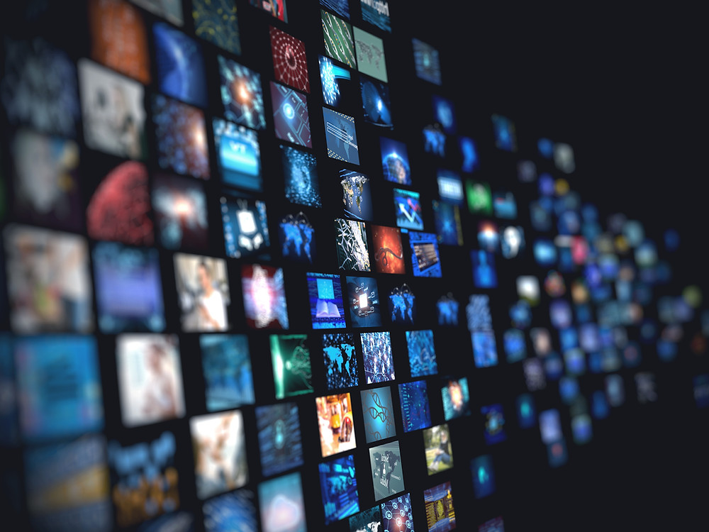 A series of screens on a black background.